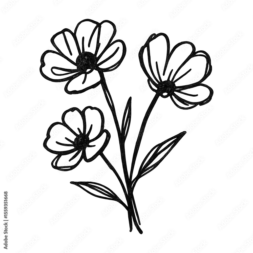 Obraz premium PNG Minimalist floral line art