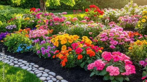 Wallpaper Mural Vibrant Flower Garden with Colorful Blooms in Spring Sunshine Torontodigital.ca