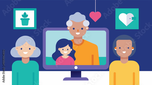 A video monitoring system that allows caregivers to keep an eye on their loved one with dementia while they are in a different room in the adapted home.. Vector illustration