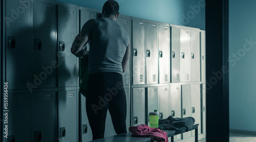 Man Changing Clothes in Locker Room After Workout