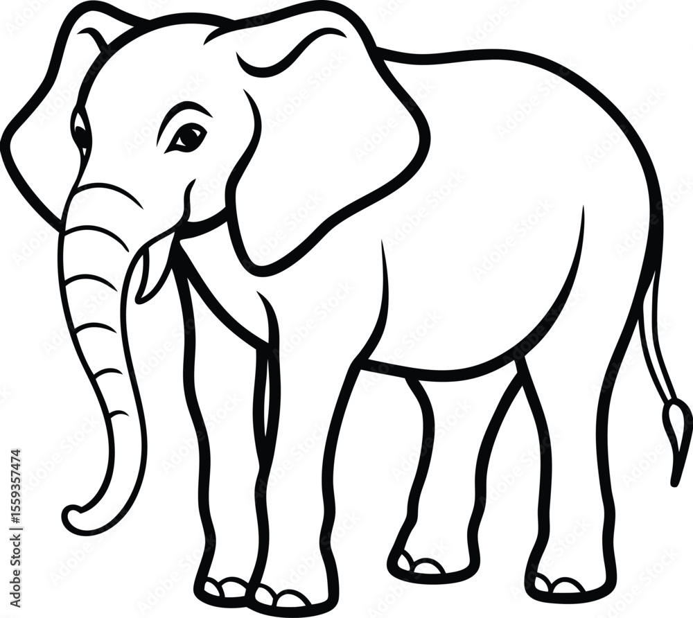 Fototapeta premium elephant cartoon illustration design line art