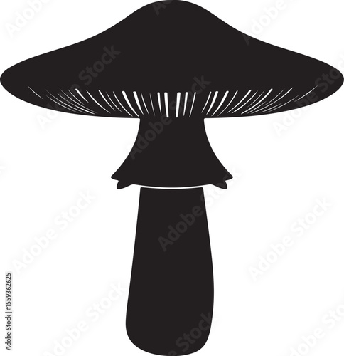 Simple boletus mushroom silhouette graphic with bold shapes