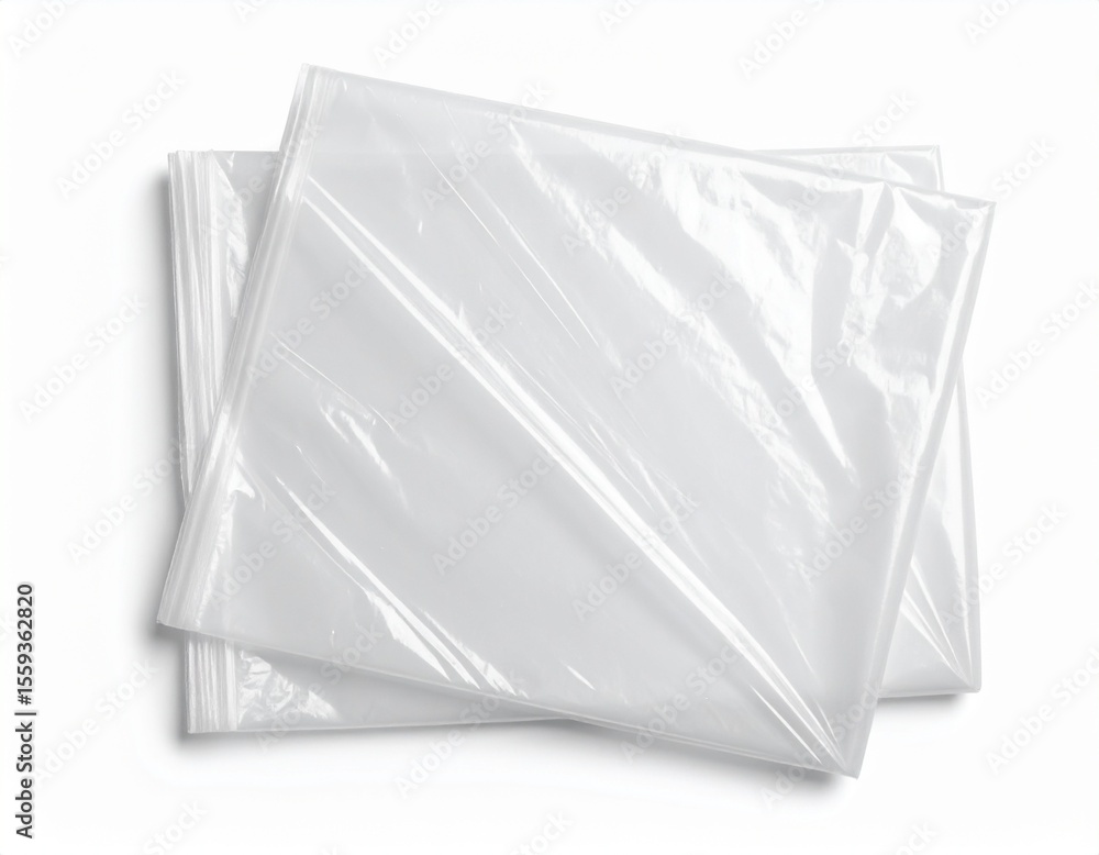 Naklejka premium Folded Transparent Plastic Bag Texture Overlay – Top View