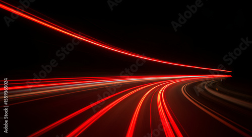 Dynamic red light trails in a tunnel, conveying speed, motion, and futuristic technology