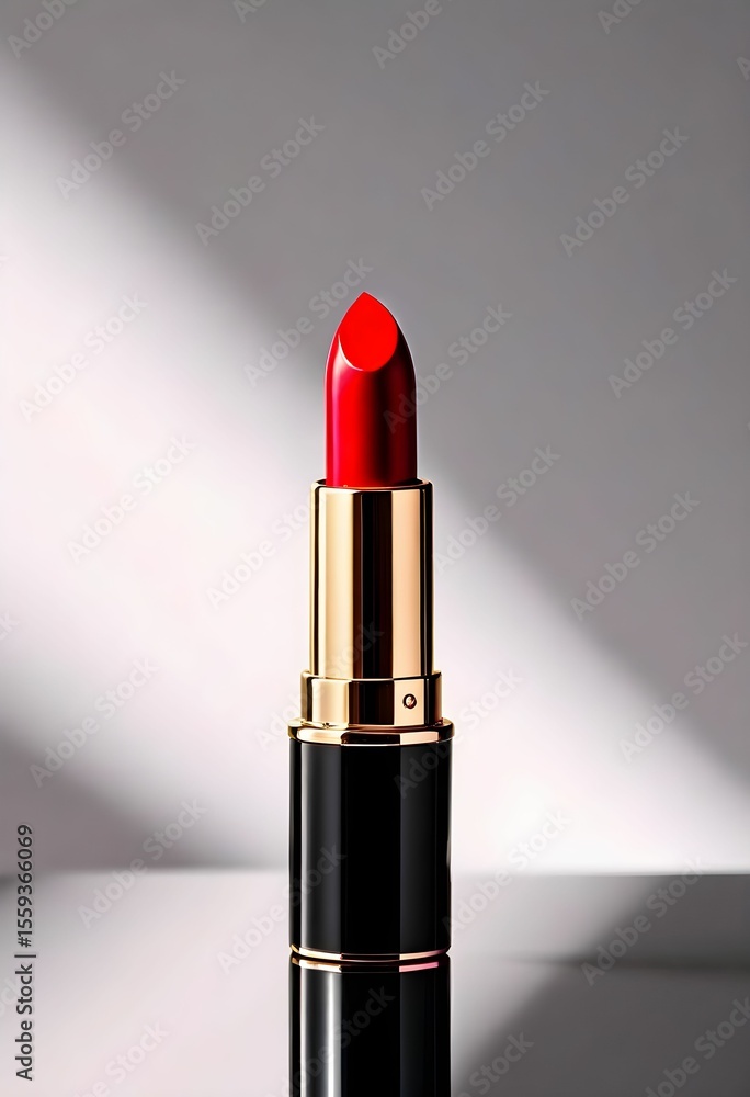 A close-up shot of a vibrant red lipstick, elegantly displayed. A close-up shot of a vibrant red lipstick, elegantly displayed.