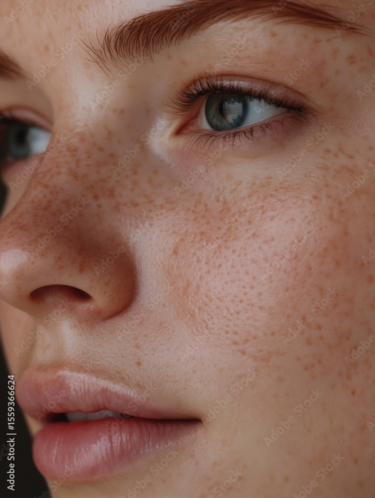 Naklejka premium Portrait of a woman with freckles