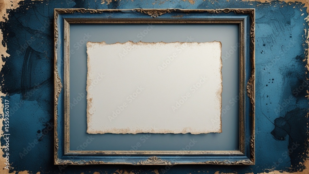 Naklejka premium Blue Vintage Frame with Grunge Effect