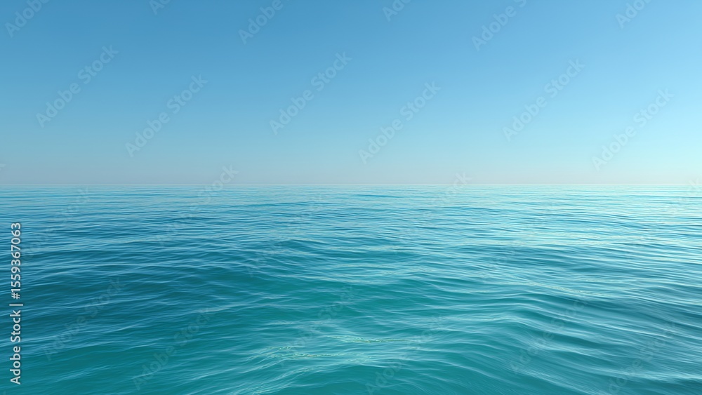 Obraz premium Clear Blue Ocean Horizon with Calm Waves under Bright Sky - Minimal Seascape Background