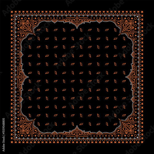 Simply Bandana decorated with white geometric ornament lines that can be applied to fabrics of various colors
