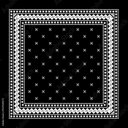 Simply Bandana decorated with white geometric ornament lines that can be applied to fabrics of various colors