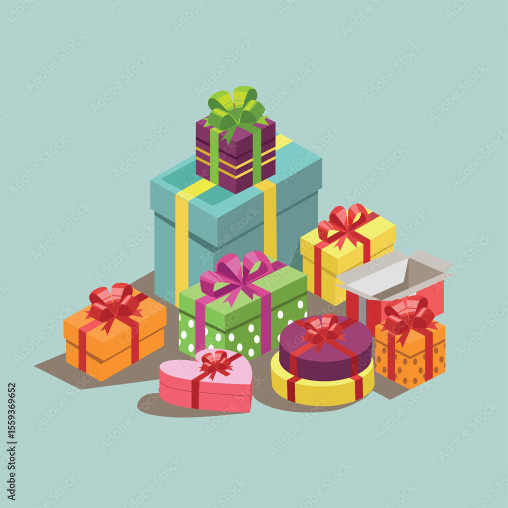 Obraz premium Many different boxes with gifts for the holiday - Vector illustration