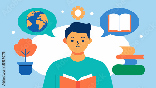 Learning a new language through cultural immersion or classes can improve memory and enhance cognitive flexibility.. Vector illustration