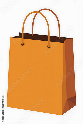 Orange paper shopping bag with brown handles.
