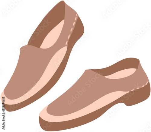 A pair of brown leather slip-on moccasin shoes with stitching detail on a white background, perfect for casual wear and everyday comfort