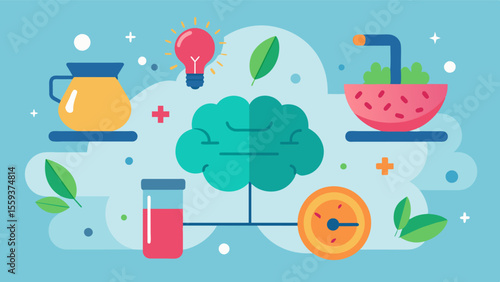 Exploring the link between a healthy lifestyle and optimal brain function in our dynamic workshop series.. Vector illustration