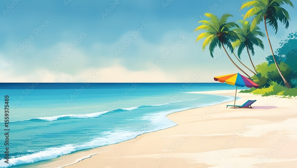 Fototapeta premium tropical beach with palm tree