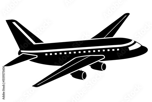 Aircraft in flight or on the ground, ideal for aviation, travel, or transportation illustrations