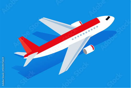 Vector illustration of an airplane flying in the sky, depicting travel and aviation