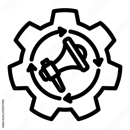 Automated Campaign and AI Advertising Icon (Outline style)