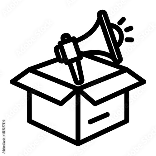 Product Reveal and Promotional Unboxing Icon (Outline style)