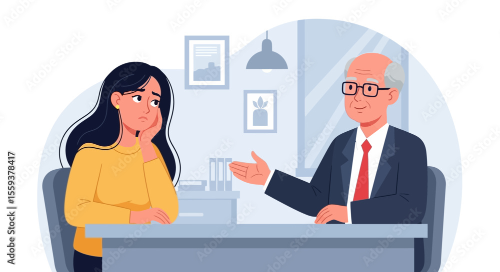 Fototapeta premium Young Woman Seeking Professional Advice