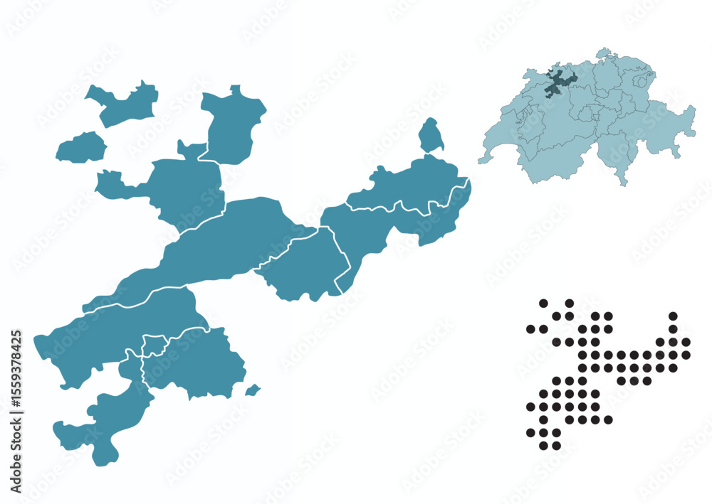 Fototapeta premium Set maps of Solothurn canton