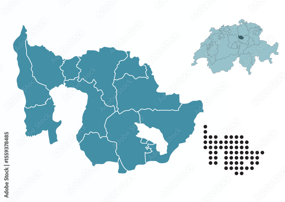 Obraz premium Set maps of Zug canton