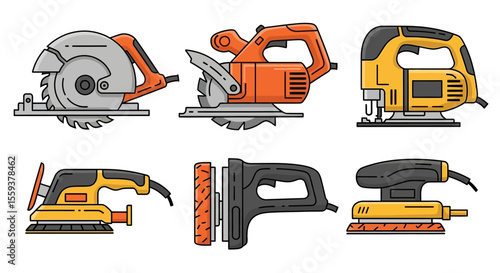 Assorted Power Tools Flat Icon Set