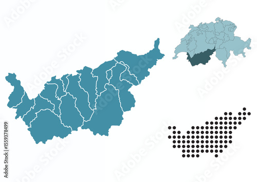 Set maps of Valais canton