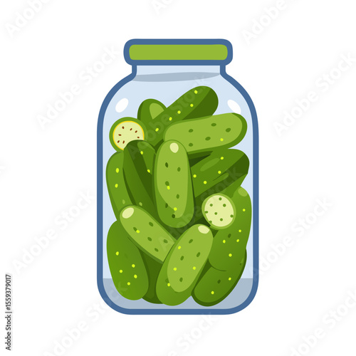 Jar of Pickles with Fresh Cucumbers for Food Recipes, Cooking Blogs, Healthy Snack Ideas, Meal Prep Content, and Kitchen Decor  