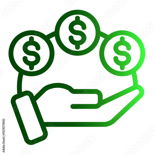 Sales Commission and Cash Reward Icon (Outline Gradient style)