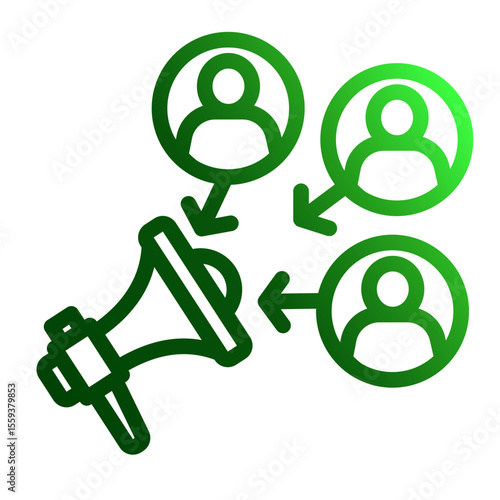 Affiliate Network and Influencer Partnership Icon (Outline Gradient style)