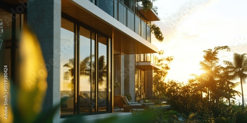New Modern Luxury Home at Sunset