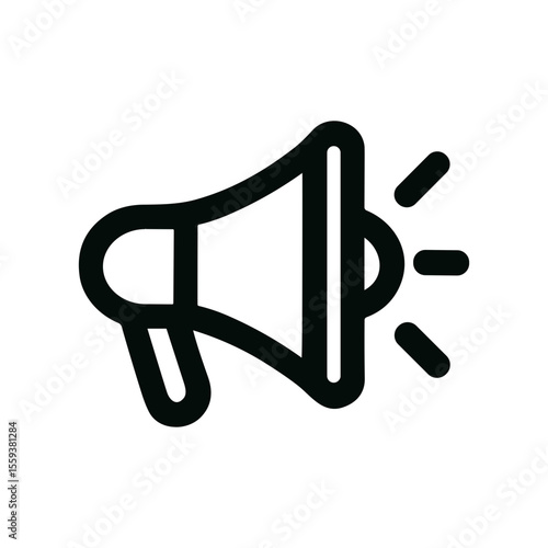 Simple Line Megaphone Announcement Loudspeaker Icon Shape and Communication Symbol