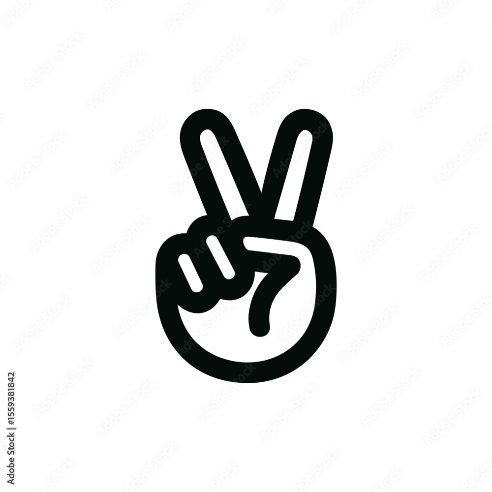 Simple Outline Hand Gesture of Peace Sign Symbol Icon Design Simple Outline Hand Gesture of Peace Sign Symbol Icon Design