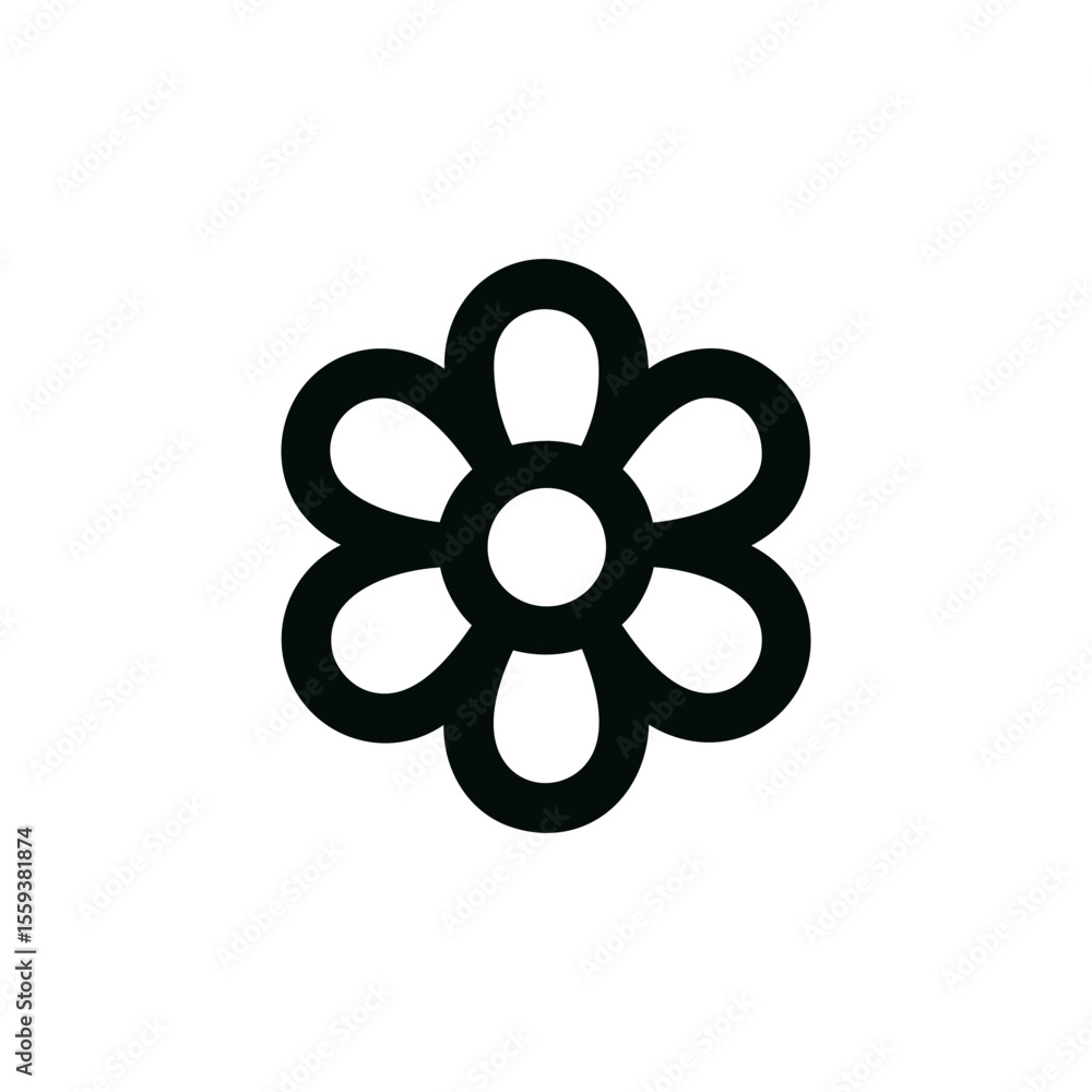 Simple Outlined Floral Blossom Motif Design Element Spring Flower Icon Simple Outlined Floral Blossom Motif Design Element Spring Flower Icon