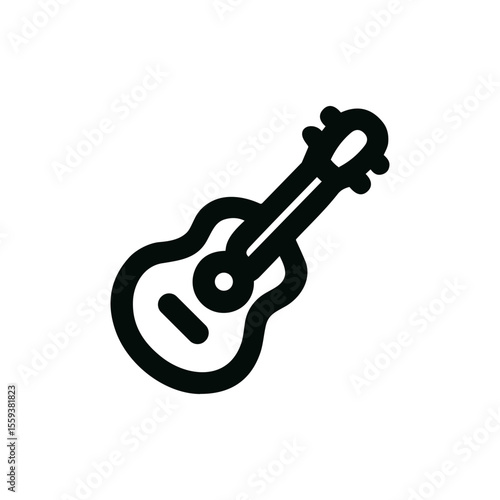 Simple Outline Style Guitar Musical Instrument Line Art Illustration