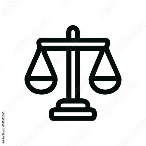 Minimalist Outline Weight Scale Icon Justice Legal Concept Symbol
