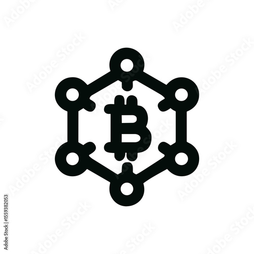 Line Art Centralized Bitcoin Network Blockchain Technology Cryptocurrency Digital Currency Icon
