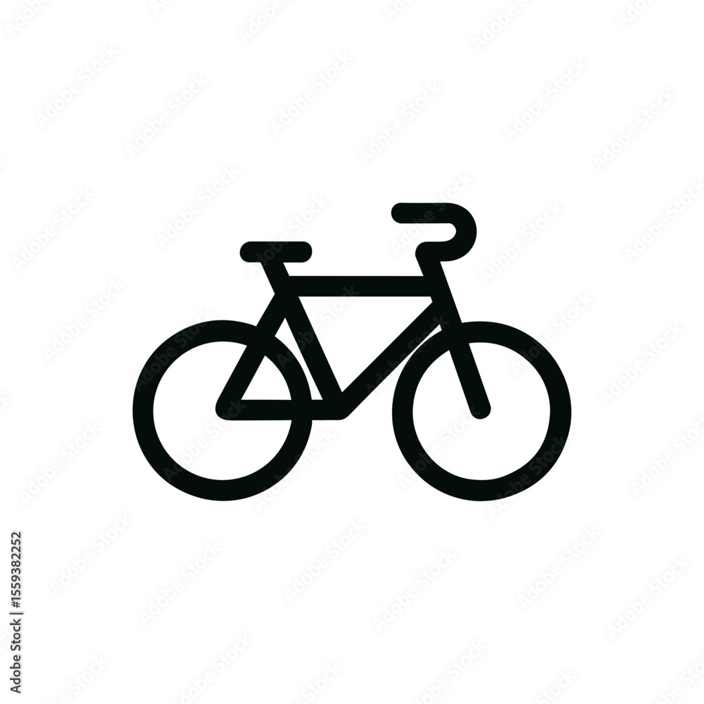 Minimalist Outline Bicycle Icon, Transportation and Leisure Activity, Black on White Minimalist Outline Bicycle Icon, Transportation and Leisure Activity, Black on White