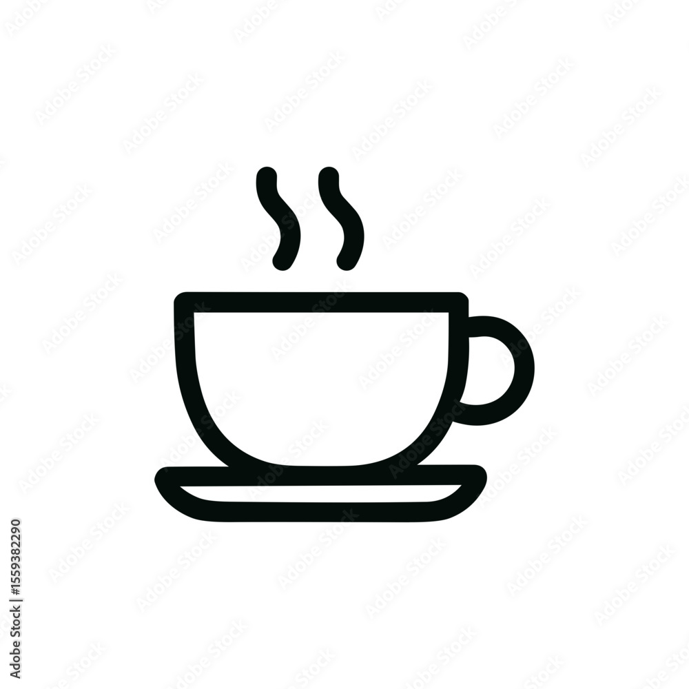 Simple Outline Coffee Cup with Steam Line Art Icon Illustration Simple Outline Coffee Cup with Steam Line Art Icon Illustration