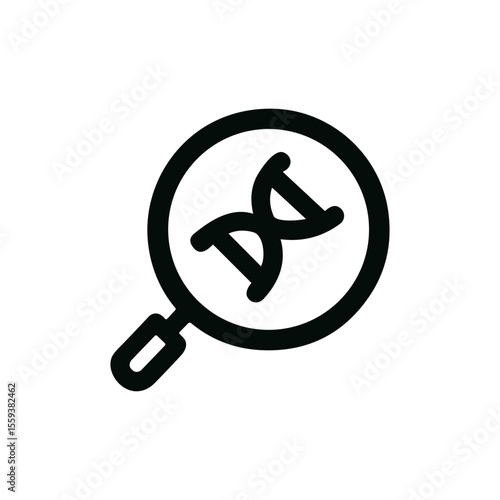 Outline Simple DNA Analysis with Magnifying Glass Shape Icon