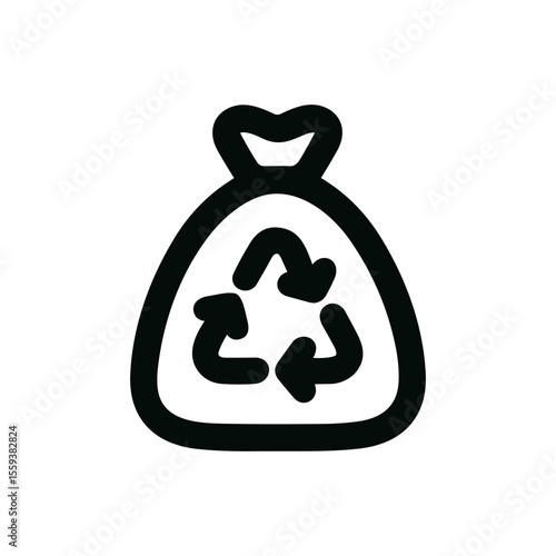 Simple Lineart Waste Recycle Bag Icon Symbol for Environmental Project