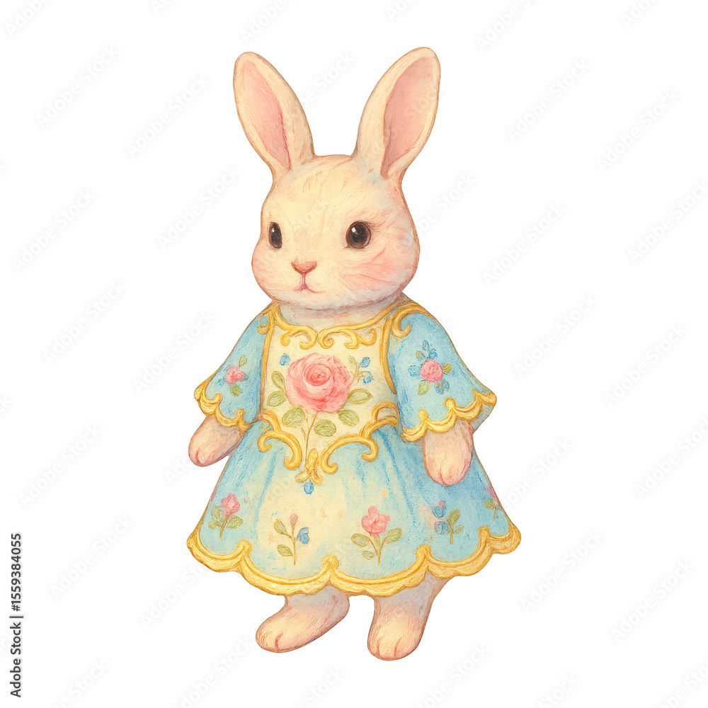 Obraz premium PNG Charming rabbit in floral dress