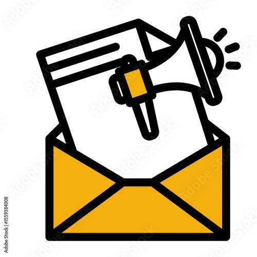 Bulk Email Campaign and Newsletter Icon (Outline Color Lineal style)
