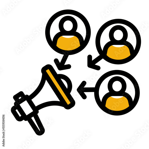 Affiliate Network and Influencer Partnership Icon (Outline Color Lineal style)