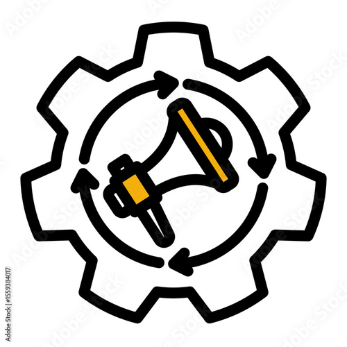 Automated Campaign and AI Advertising Icon (Outline Color Lineal style)