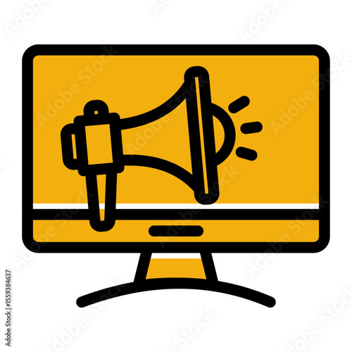 Digital Ad Campaign and Promotional Strategy Icon (Solid Color Lineal style)