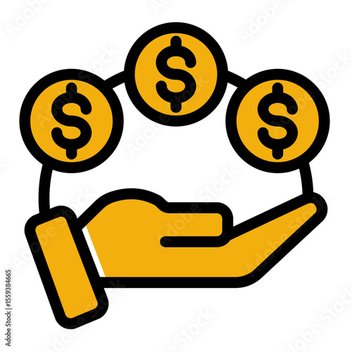 Sales Commission and Cash Reward Icon (Solid Color Lineal style)