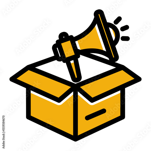 Product Reveal and Promotional Unboxing Icon (Solid Color Lineal style)